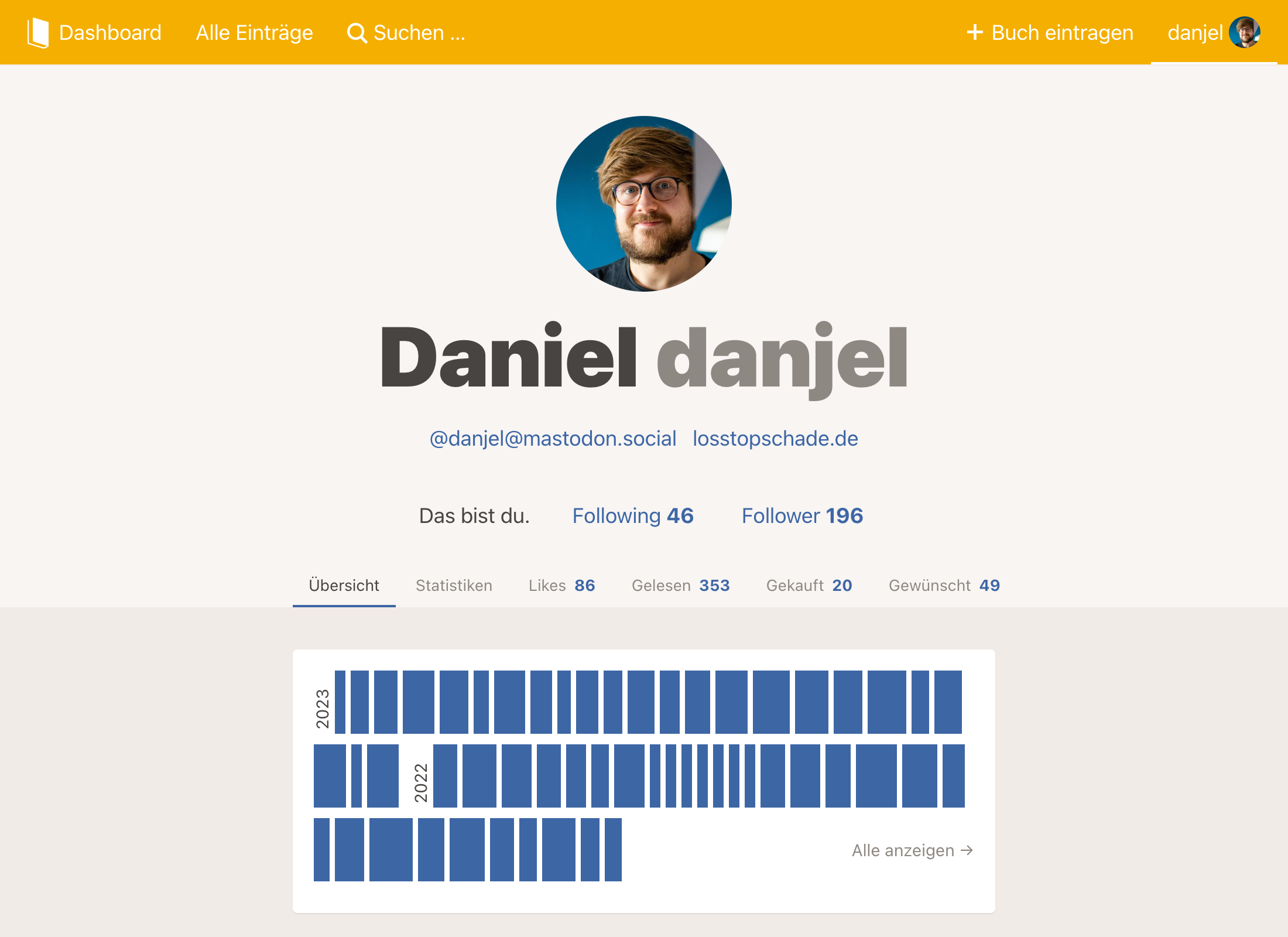 Screenshot: Profil von Daniel